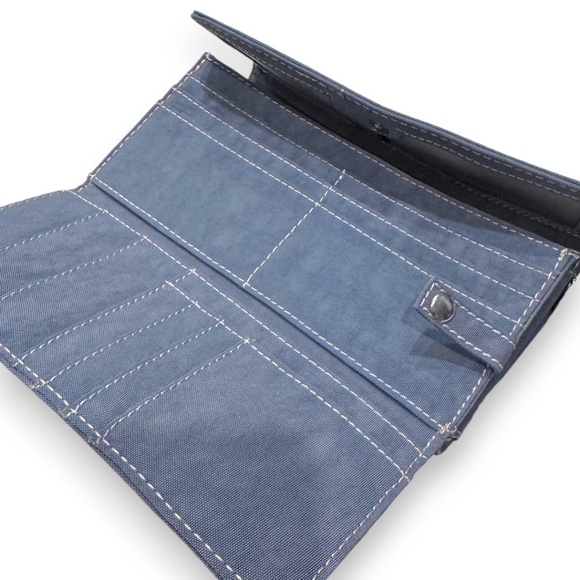 Kipling Blue Nylon Tri-Fold Wallet w/ Monkey Keychain - Picture 3 of 6